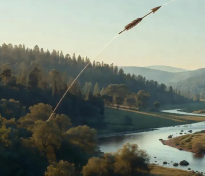 Tor lotu strzały nad doliną w Arrow Valley