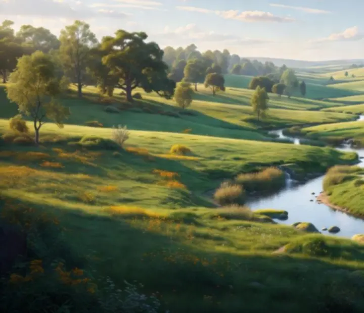 Spokojny krajobraz Arrow Valley z doliną, rzeką i otaczającymi lasami